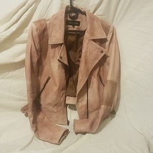 Black Rivet Pink Leather Motorcycle Jacket
